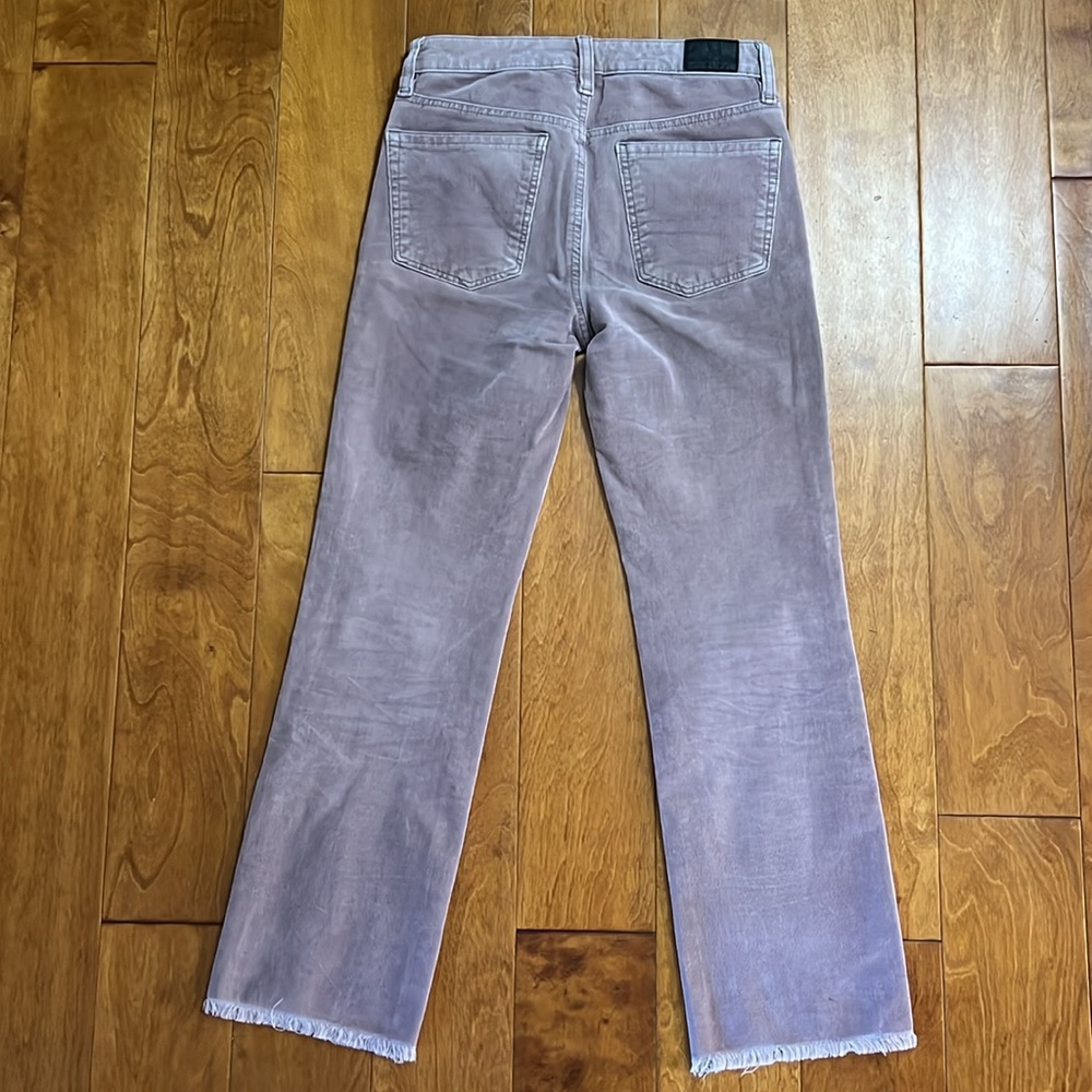 American Eagle Super Stretch Lavender Hi-Rise Crop Flare Jeans Size 2 Corduroy - Picture 8 of 12